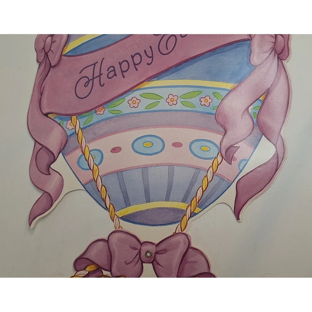 Vtg 1993‎ American Greetings Easter Cut Out Hot Air Balloon Duck Bunny Jointed
